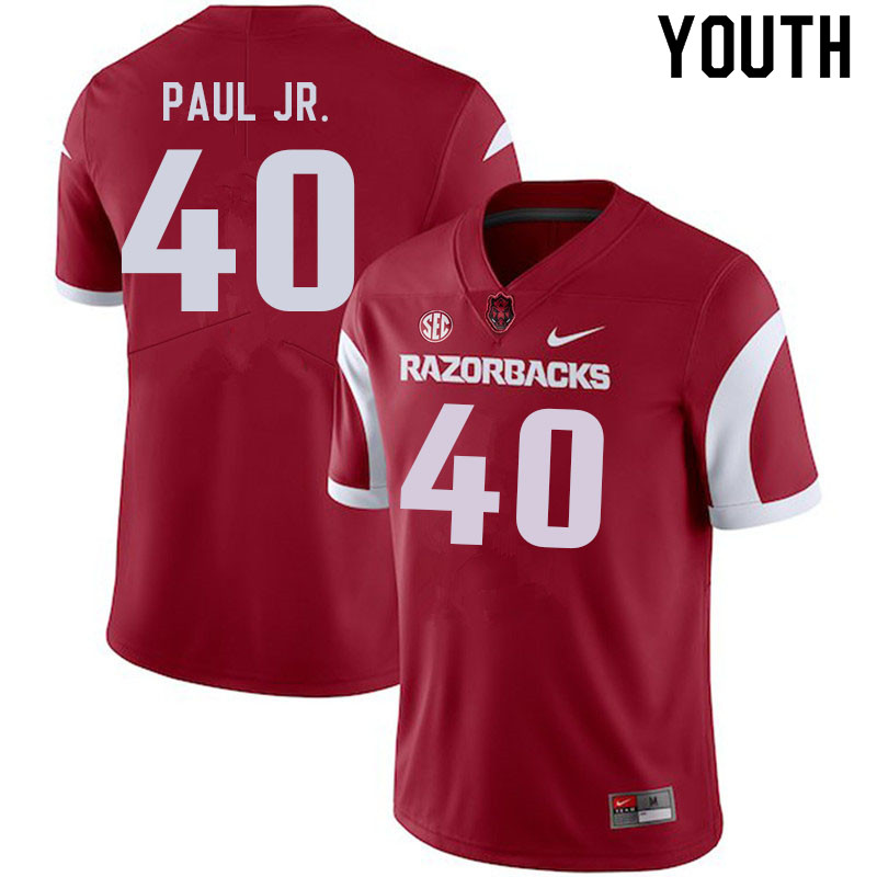 Youth #40 Chris Paul Jr. Arkansas Razorbacks College Football Jerseys Sale-Cardinal - Click Image to Close